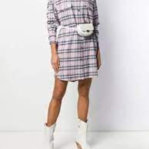 Isabel Marant Etiole Flannel Pink And Blue Plaid Shirt Dress Size 36 (6) - Picture 1 of 11
